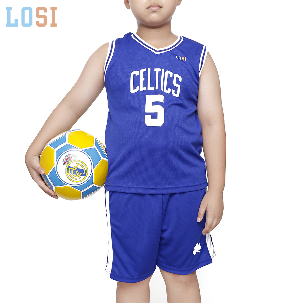 Quần áo bóng rổ cho bé trai thun mè thoáng mát từ 2 -10 tuổi - bộ quần áo thể thao cho trẻ em đạt chuẩn xuất khẩu - mùa hè 2020 - LOSI CELTICS 2022