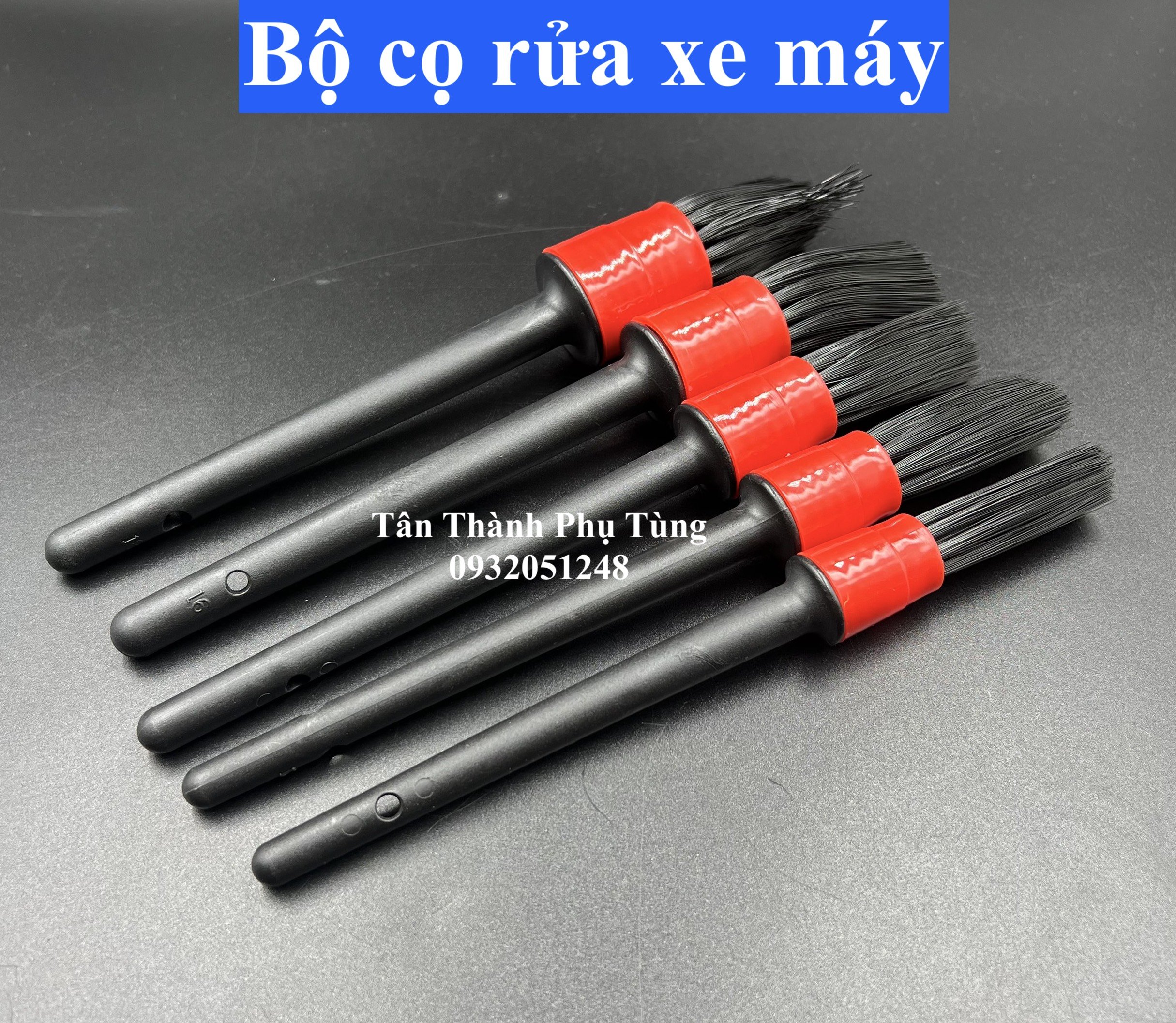 Bộ cọ, chổi rửa xe máy 5 cây
