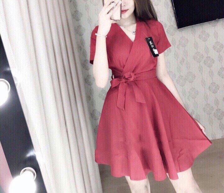 Đầm xòe cột nơ eo HMX2LC