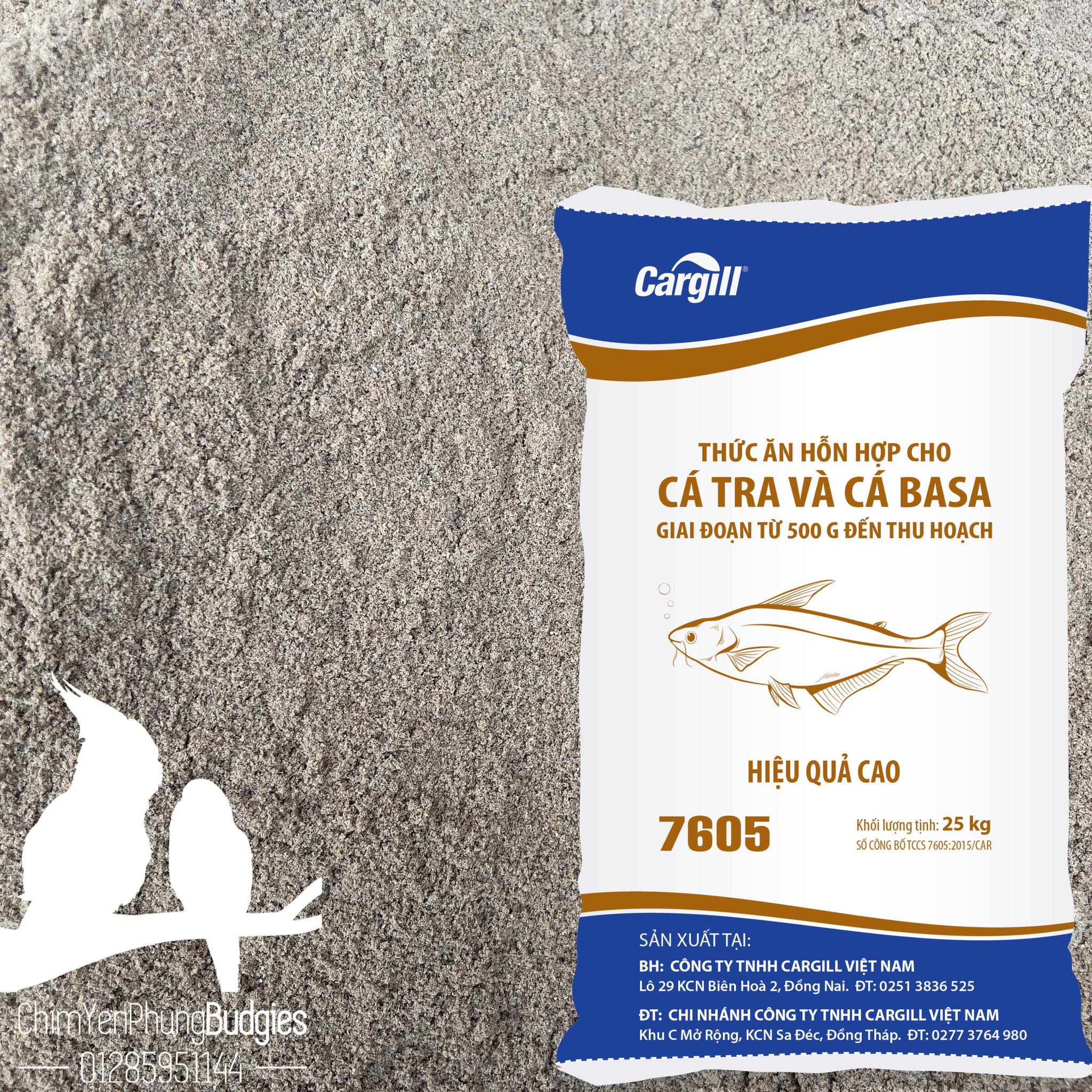 1KG Cám cá tra Cargill 7605 xay sẵn 18% đạm cho cá (da trơn) ăn hoặc dùng câu cá, cám cá cargill câu cá,nuôi cá.