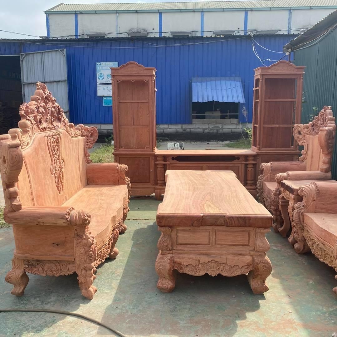 Bộ Bàn Ghế Hoàng Gia Nguyên Khối Gỗ Hương Đá