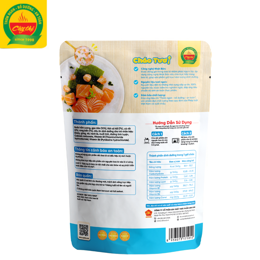 Cháo Tươi Cây Thị - Cá Hồi (Mở gói ăn ngay) 240g