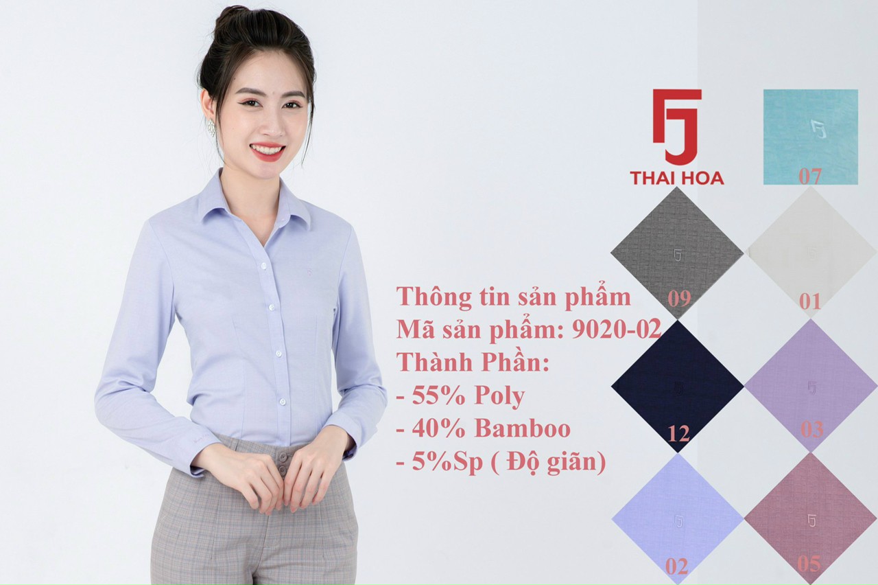 Áo sơ mi Thái Hòa cao cấp sợi tre đủ màu 9020