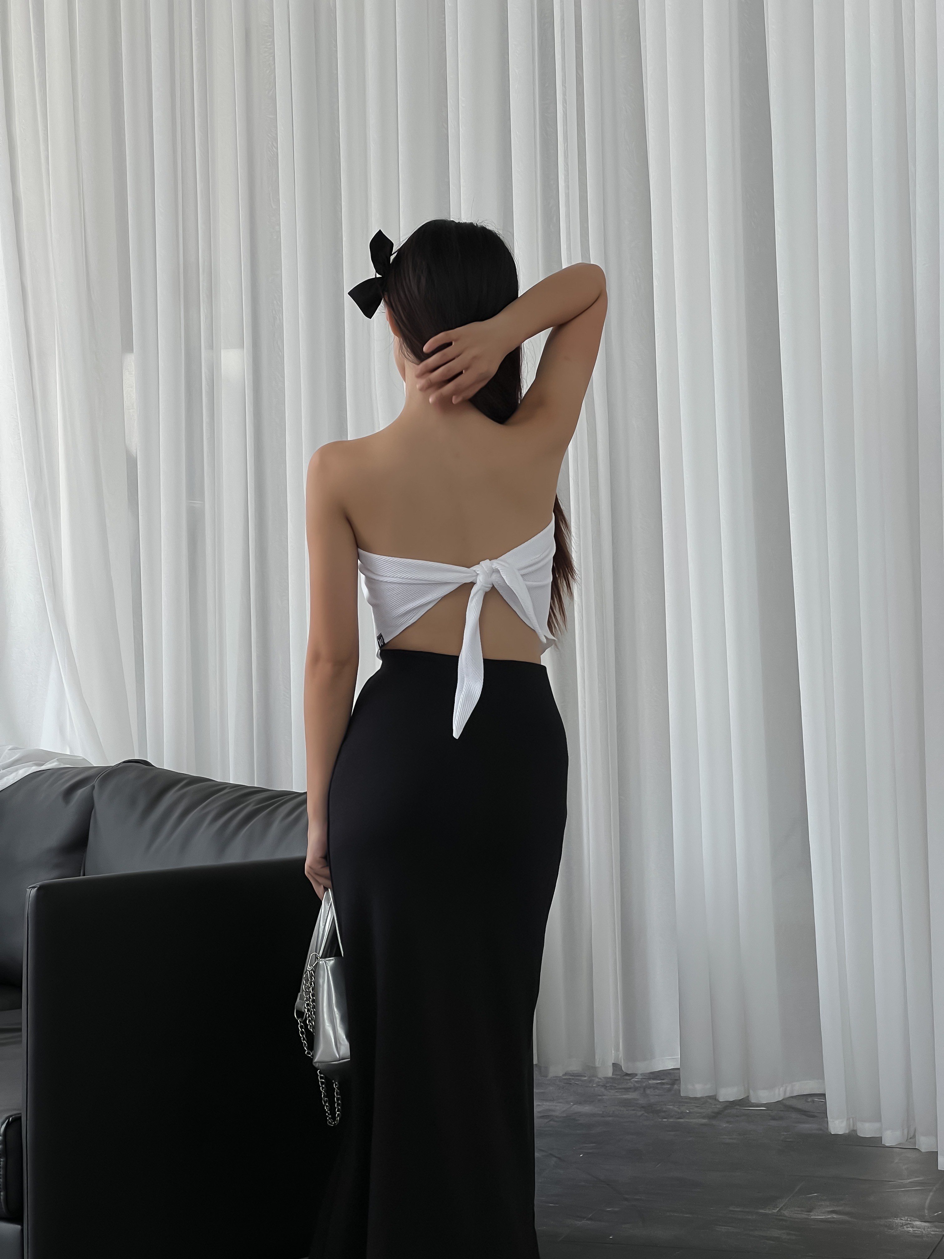 Áo Turban Croptop Cột Dây Lưng