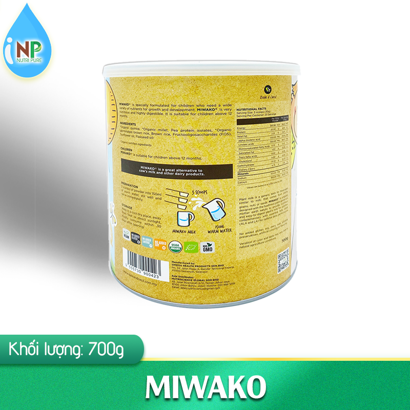 SỮA THỰC VẬT HỮU CƠ MIWAKO - HỘP 700G