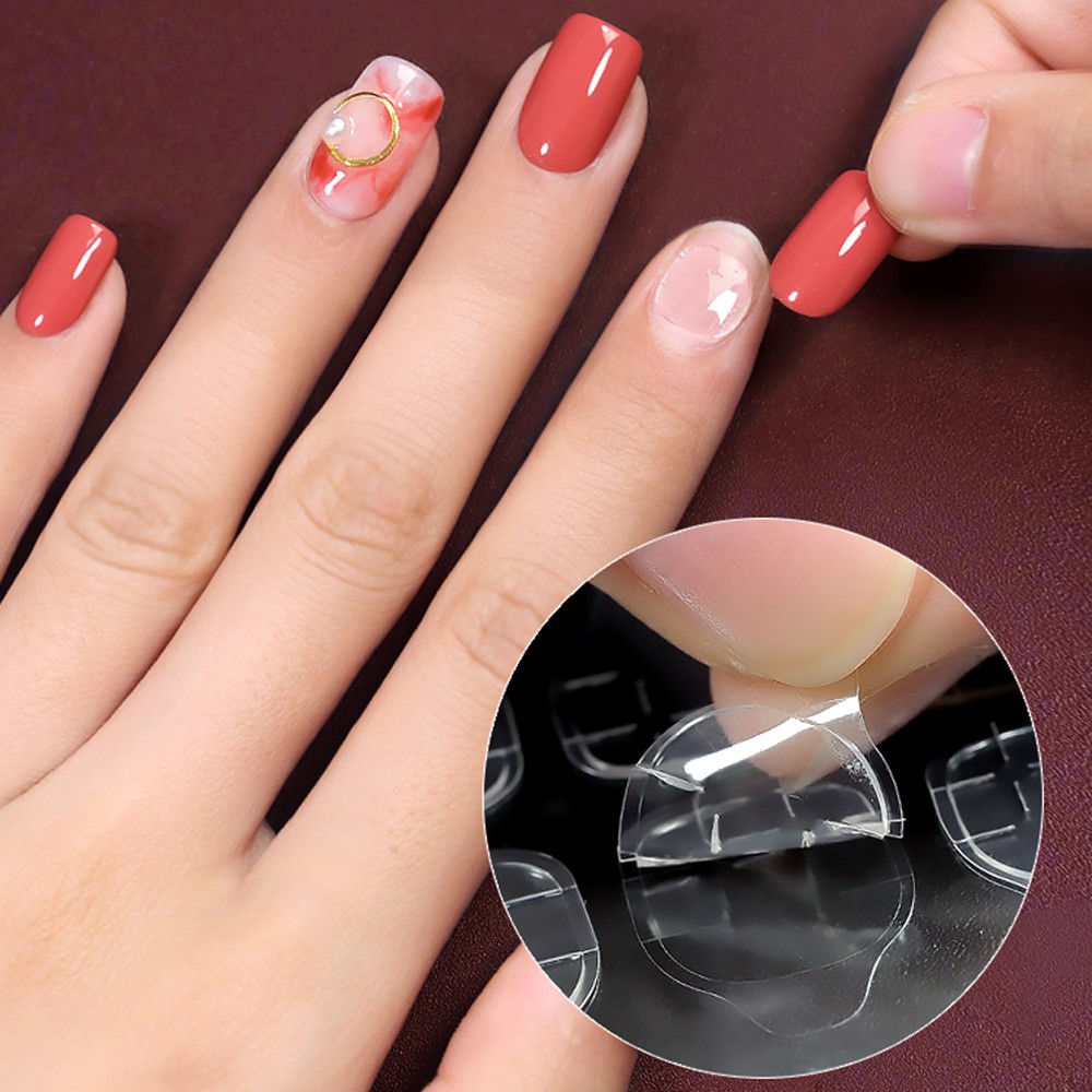 Combo 2 vỉ keo dán móng giả 2 mặt trong suốt, keo thạch dán móng, keo dẻo dán móng - gồm 24 miếng keo dán 2 mặt