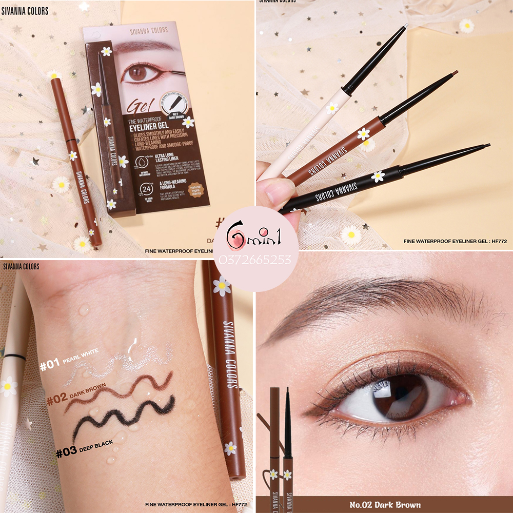 Kẻ Mắt Sivanna Colors Dạng Gel Nét Mảnh Bền Màu Sivanna Fine Waterproof Eyeliner HF772