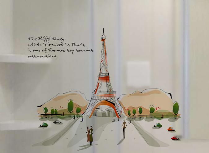 [HCM]Decal Dán Kính Cao Cấp - Tháp lớn Paris ( 60x58 )-DK7066