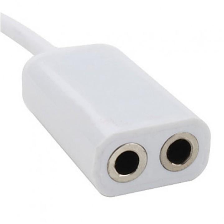 Jack chia cổng tai nghe 3.5mm 1 ra 2 (Trắng)