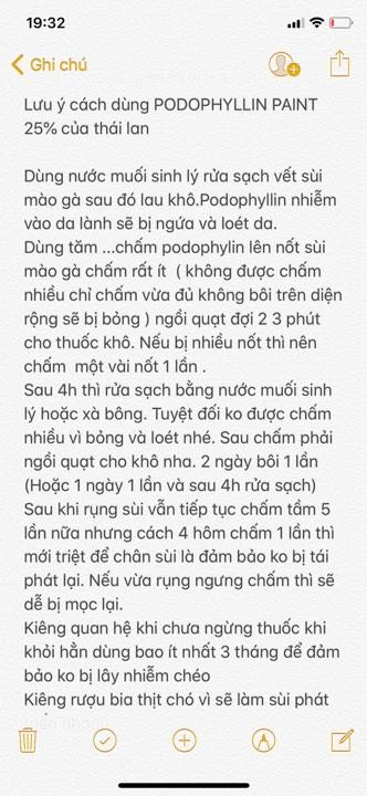 [HCM]Podophyllin 25 sùi mào gà không tái phát che tên SP