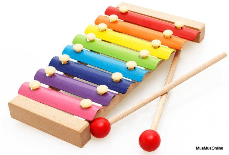 Đồ chơi đàn gỗ 8 thanh cho bé + 2 thanh gõ
