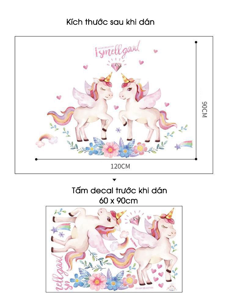 Decal tranh dán tường Đôi ngựa hạnh phúc