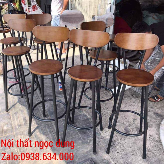 ghế quầy bar gỗ khung sắt