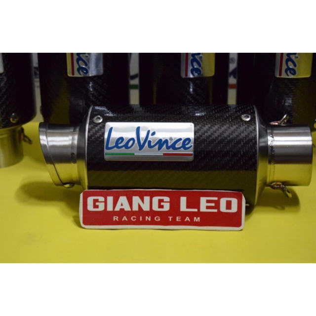 Lon pô leovince cacbon ngắn hàng cao cấp trọn bộ gắn mọi loại xe