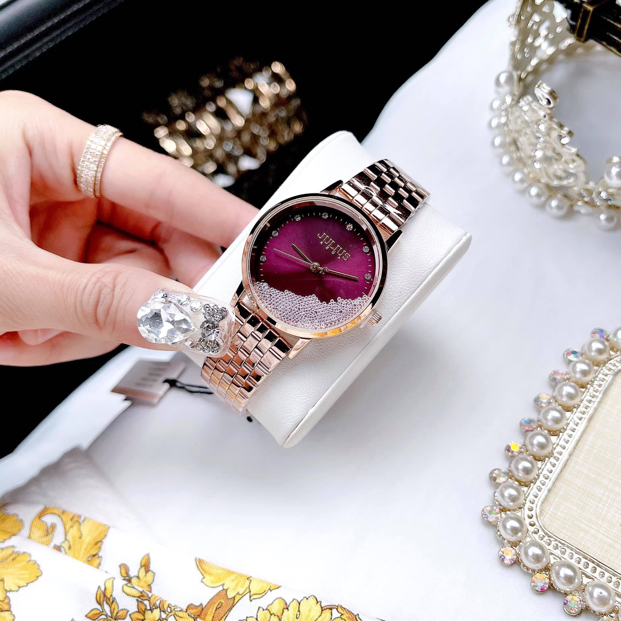 Đồng hồ nữ Julius JA-1283 mặt có đá chạy độc đáo