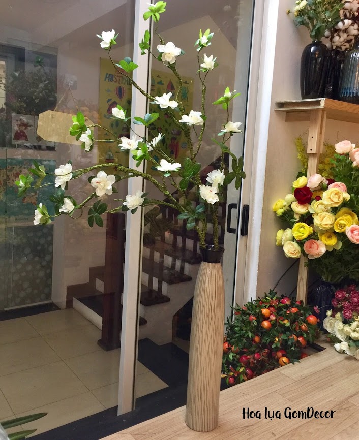 Hoa đỗ quyên giả hoa lụa đẹp trang trí cao cấp