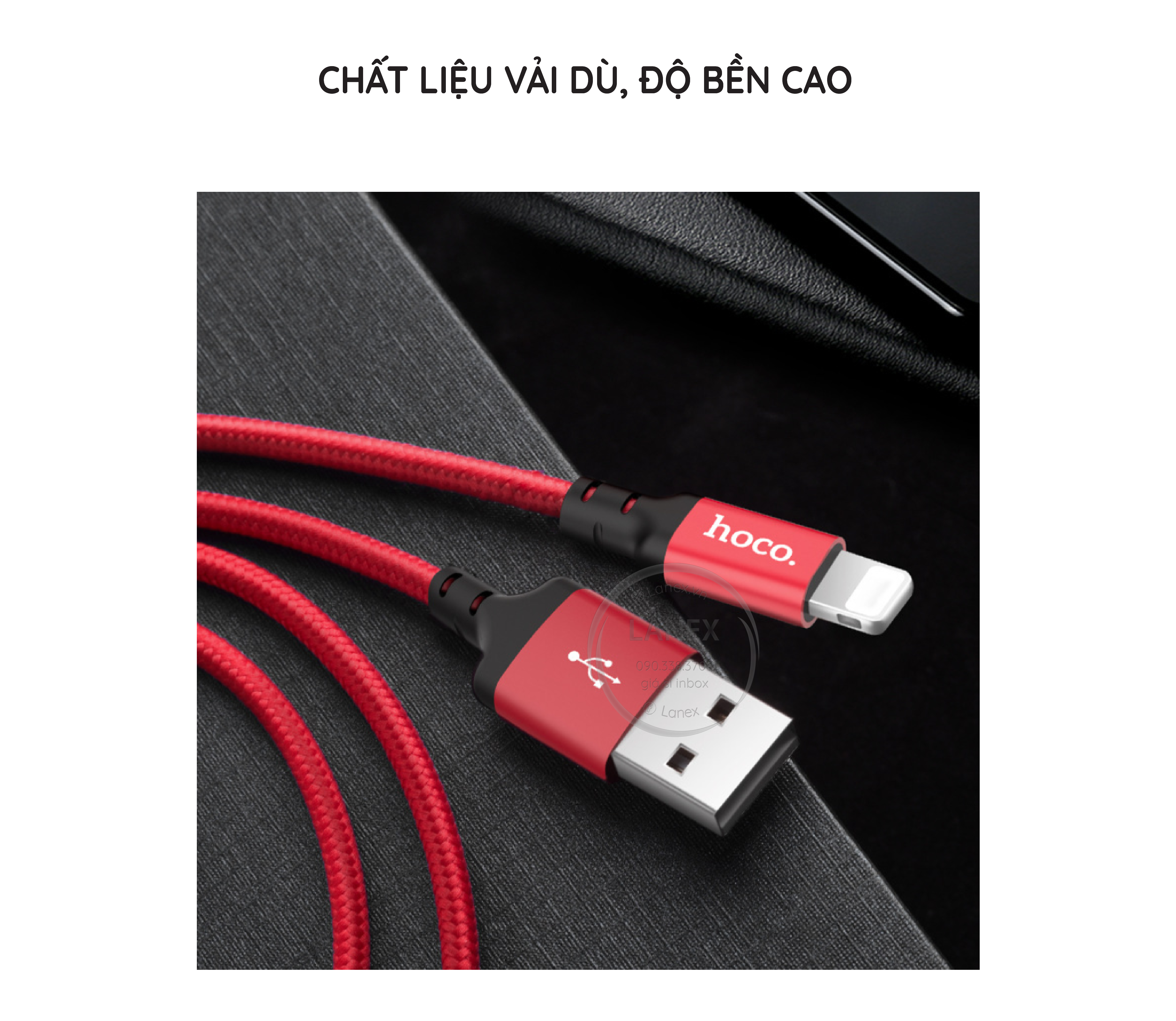 Cáp Sạc Nhanh Hoco X14 Dây Dù Lightning 2.4a Dài 1.0m