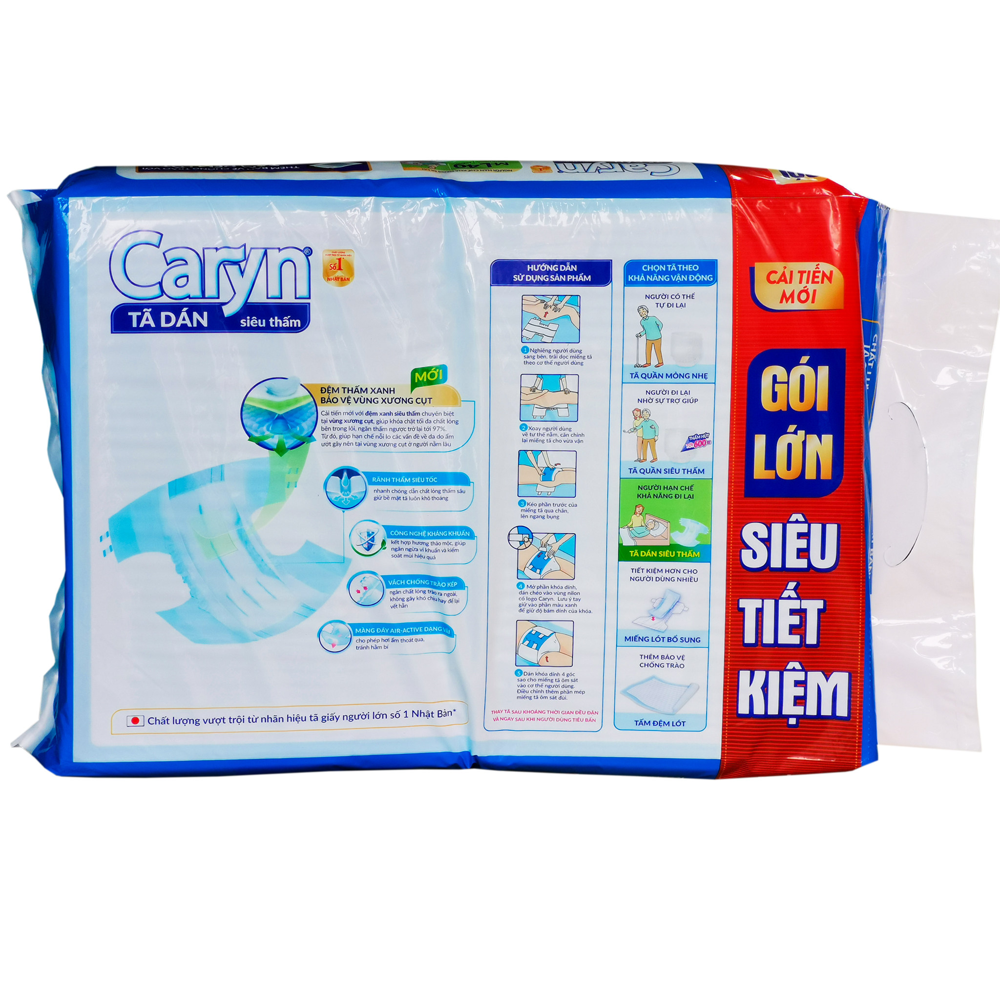 Tã Dán Siêu Thấm Caryn Size M40/L40