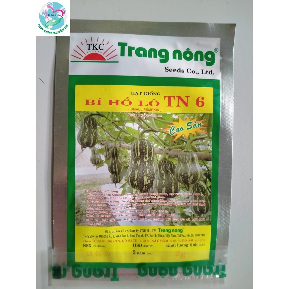 Hạt giống bí hạt đậu, bí hồ lô cao sản trang nông gói 2gram tn 6
