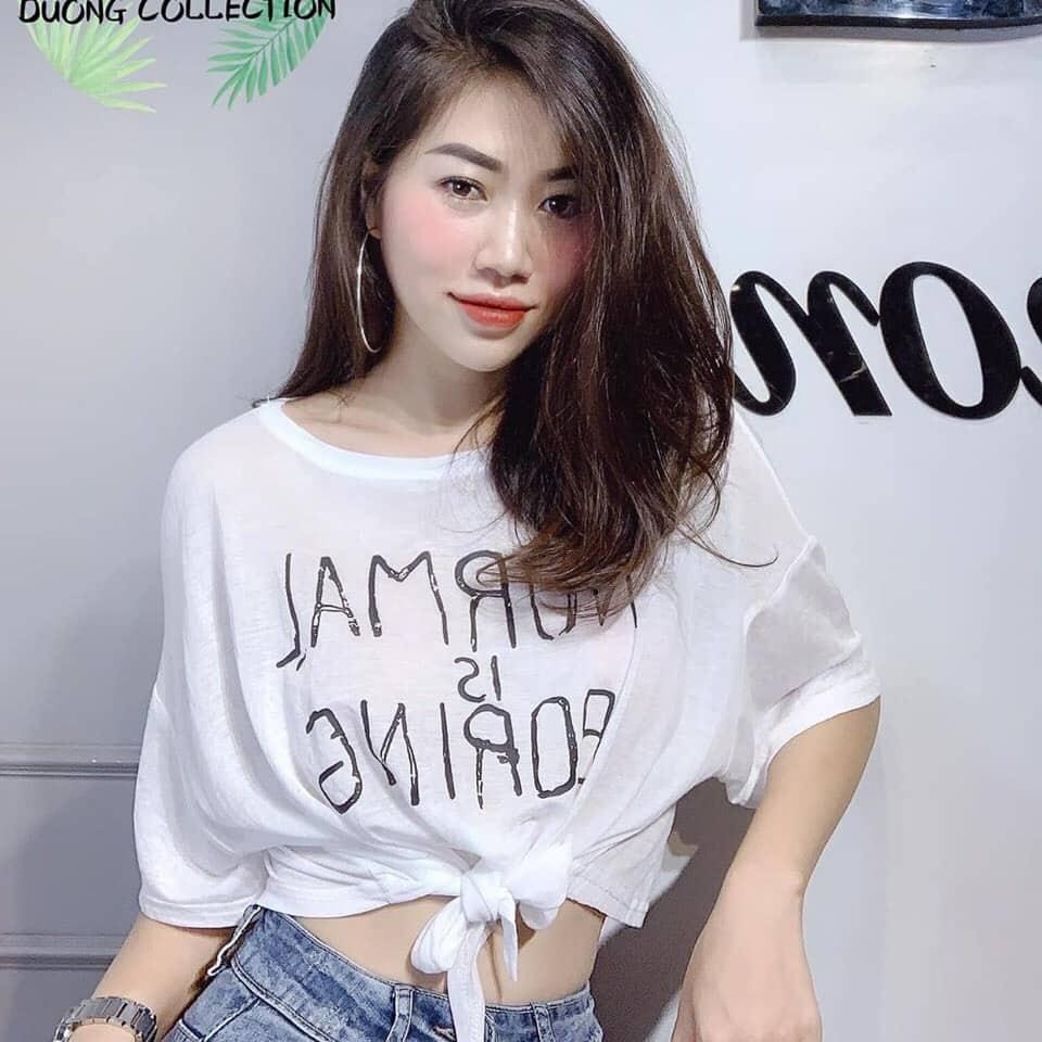 Áo thun cột eo in chữ NOMAL IS BORING TTKX0280