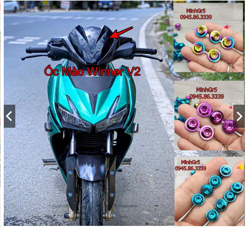 Combo 26 ốc gr5 titan dán áo winner x (v2 + v3)