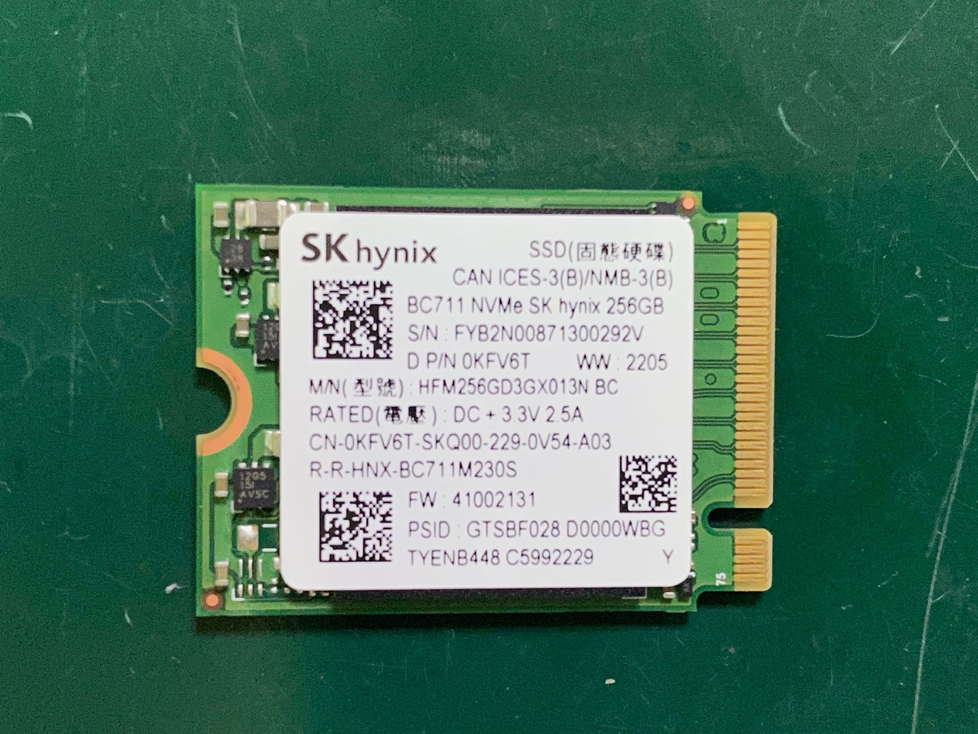 Ổ ssd 256gb chuẩn m.2 nvme 2230 tháo máy mới