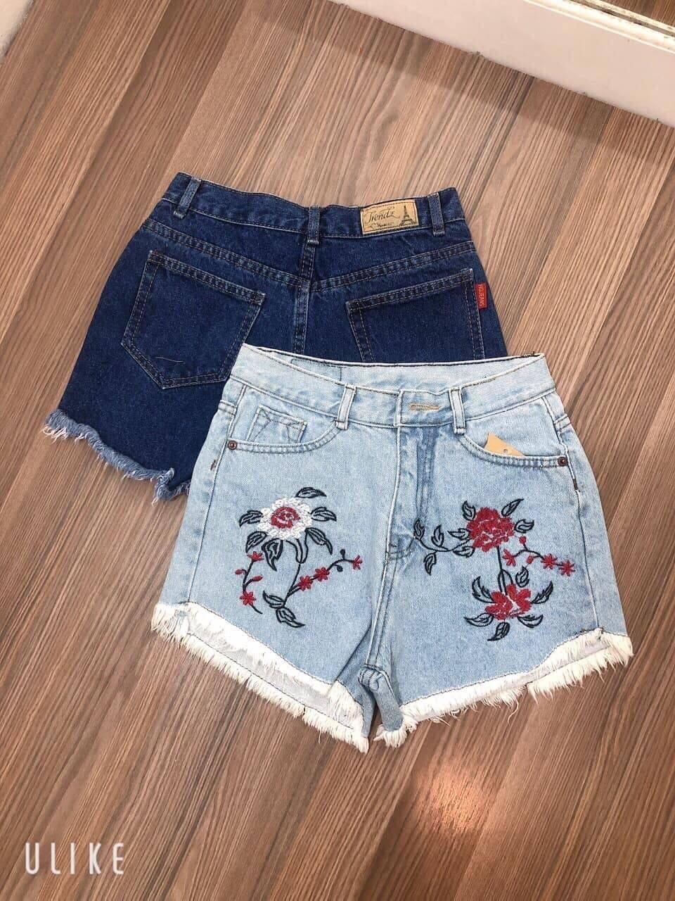 quần short jean nữ thêu hoa cực đẹp a2