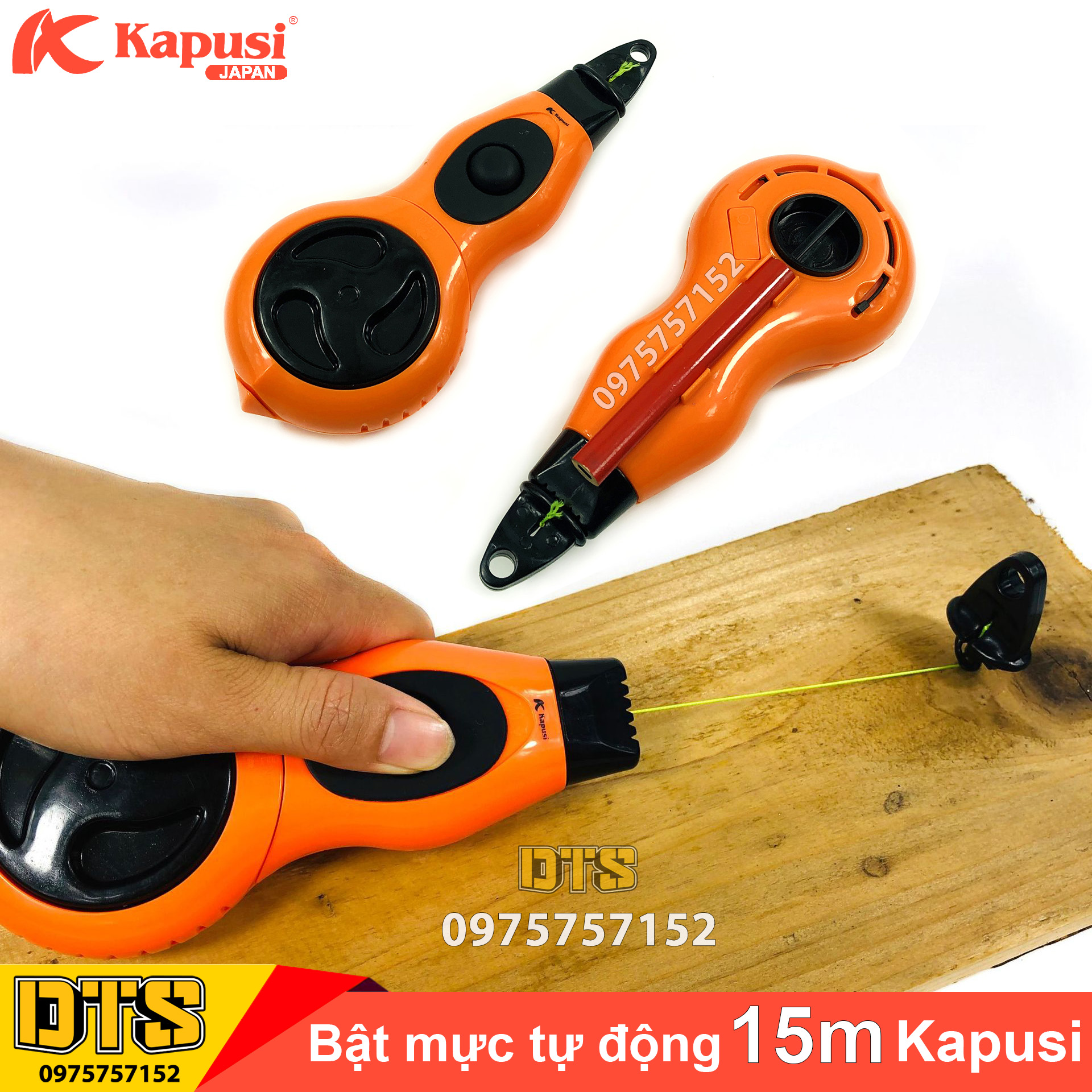 Búng mực tự động Eacker, Kapusi 15m - Tặng lọ mực sử dụng ngay, bật mực tự rút, bật mực tự động