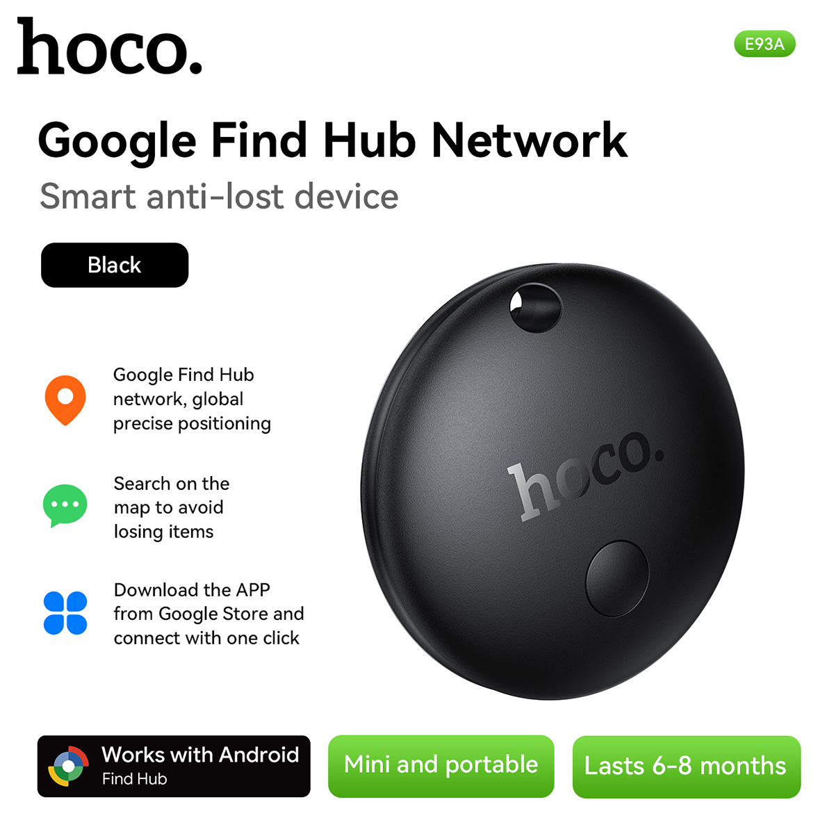 Cho Android Phiên Bản Hoco e93a Ban Đầu 100% Android Mini Chống-Mất Thiết Bị Hỗ Trợ Google Tìm Thấy Của Tôi Thiết Bị Android Thông Minh định vị GPS Trackers