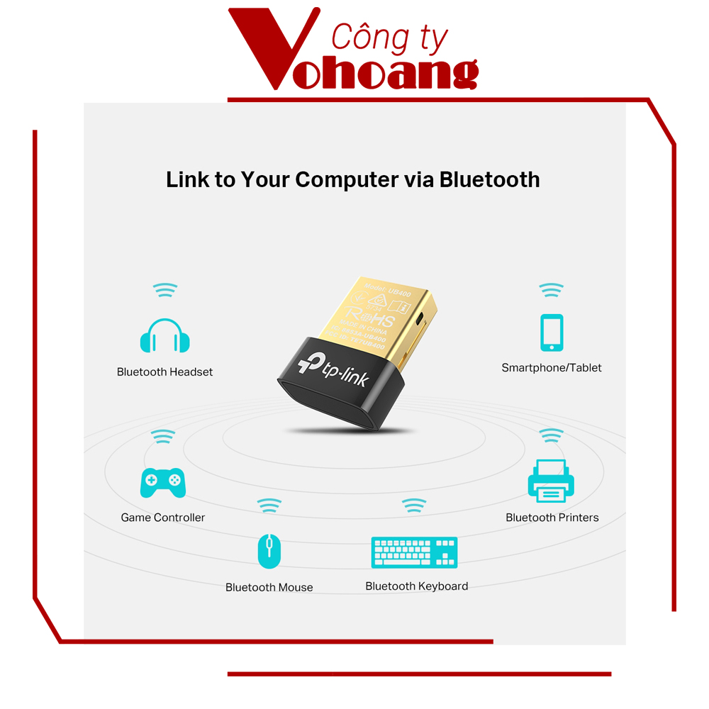 USB Bluetooth 4.0 TP-Link UB400 dùng cho máy tính (Đen)