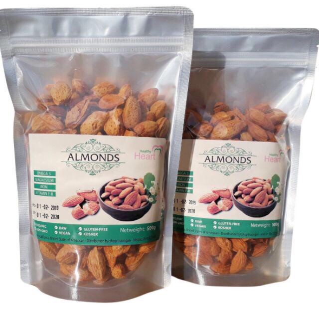 1Kg hạnh nhân Mỹ rang bơ hàng vỏ mỏng nhân dày