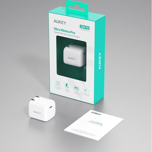 [Mã SKAMSALE03 giảm 10% đơn 200k] Cục sạc ip.hone PD 20W mini AUKEY PA-B1 Pro (White)