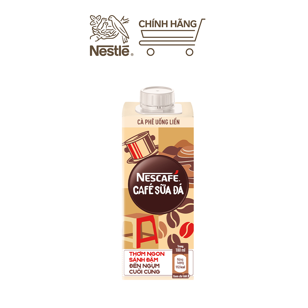 [ƯU ĐÃI THÁNG 4] Lốc 12 hộp Cà phê uống liền NESCAFÉ® Cà Phê Sữa Đá (hộp 180ml)