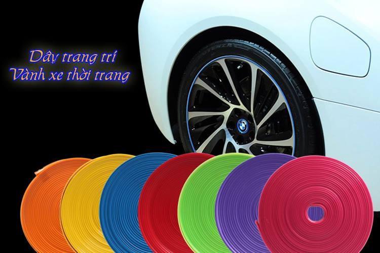 Cuộn dây chỉ viền sợi dán trang trí và bảo vệ vành mâm lazang ô tô xe hơi cao cấp dài 8M