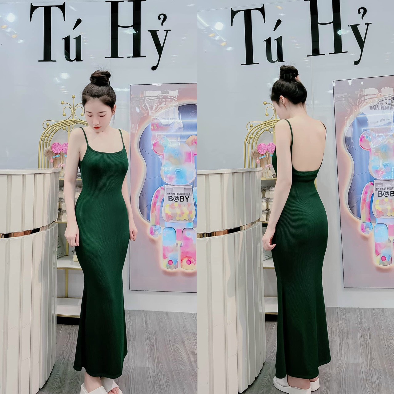 Đầm body nữ hai dây form dài hở lưng có mút ngực chất thun, Đầm đuôi cá hai dây mỏng dáng dài màu sắc trơn thời trang mùa hè
