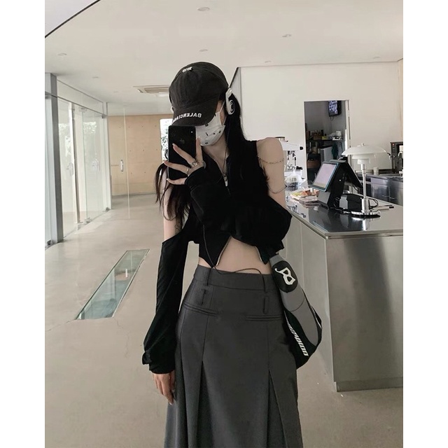 (Sẵn - Ảnh thật) CHÂN VÁY XÁM DÀI 2 LƯNG V17 | Sugarblingbling