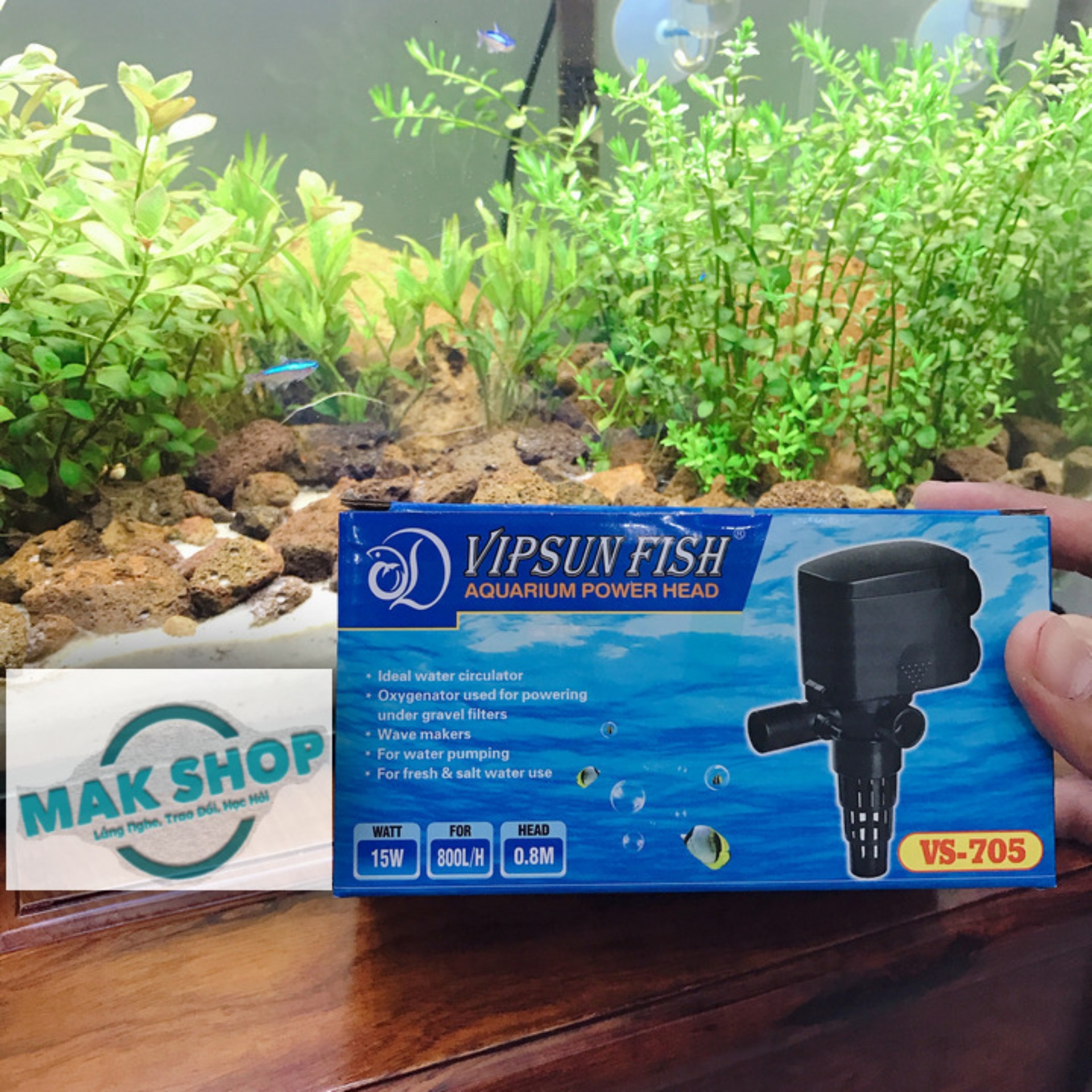 Máy Bơm, Máy Lọc Nước RS, VS-705 15w Cho Hồ Cá Cảnh, Hồ Thủy Sinh, Mẫu Này Chỉ Có Máy