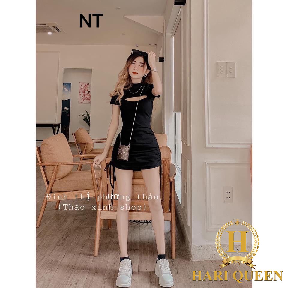 Váy đen hở ngực rút hông NTA0620