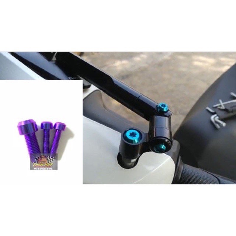 (3 con) Ốc Titan Gr5 gắn chân kiếng Rizoma ( 1 con 10li25  2 con 6li20 trụ ) để gắn ron xoay hoặc không có ron xoay kiếng