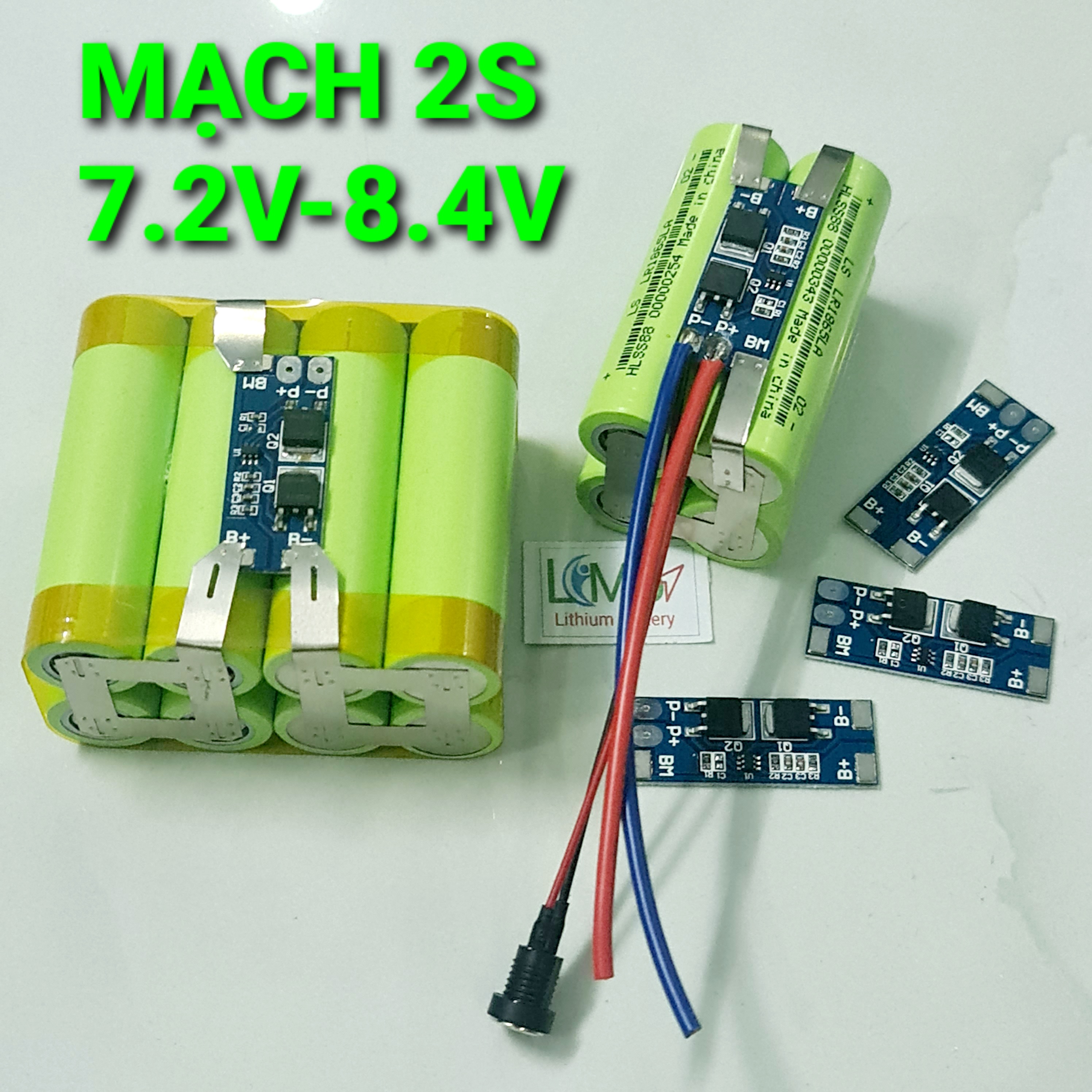 Mạch 2s 7.2V - 8.4V 20A. Mạch bảo vệ sạc xả cho khối pin 2S. Dòng xả ổn định, tự ngắt khi cạn 7.2V và đầy 8.4V bảo vệ từng cell pin - LIMO