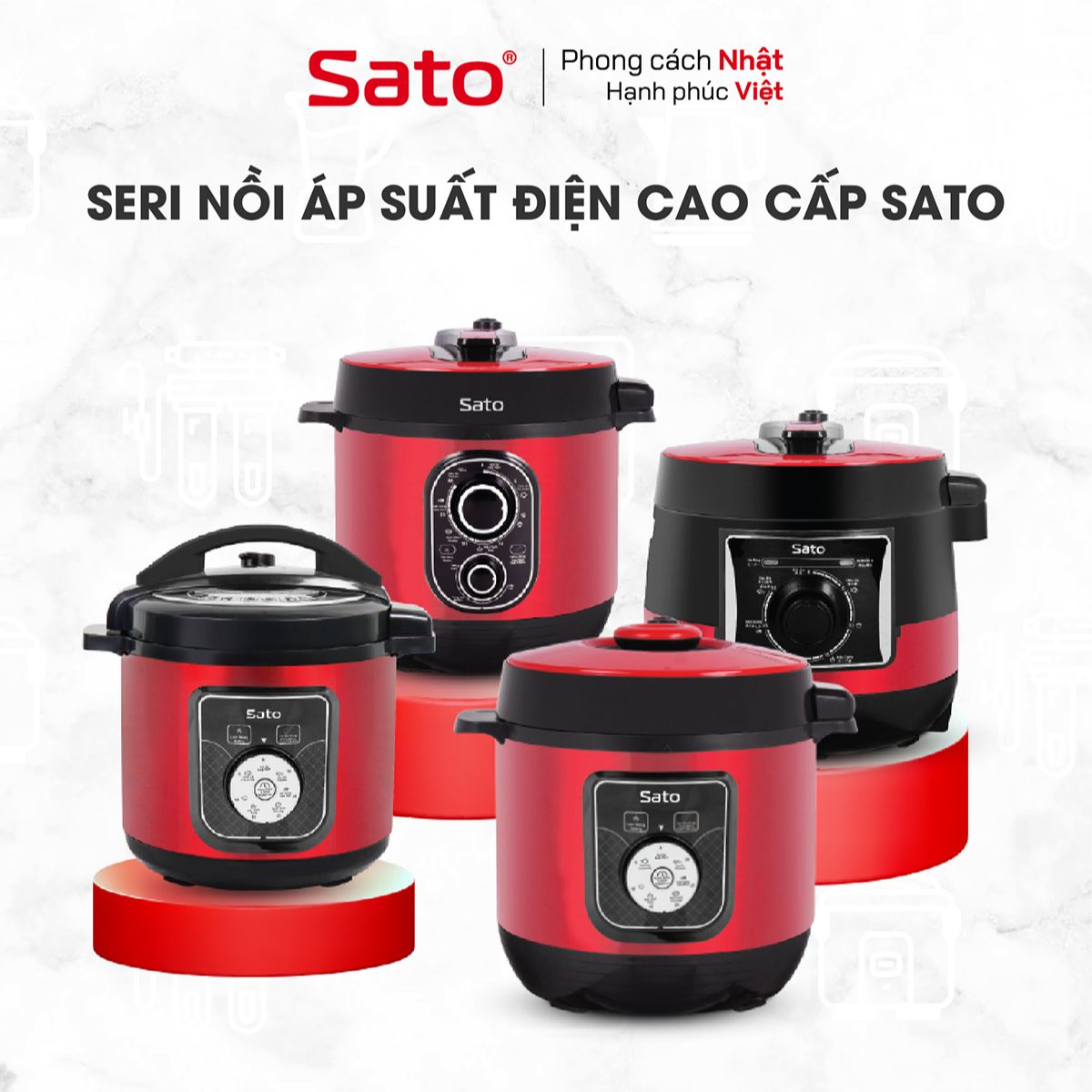 Seri nồi áp suất điện cao cấp Sato