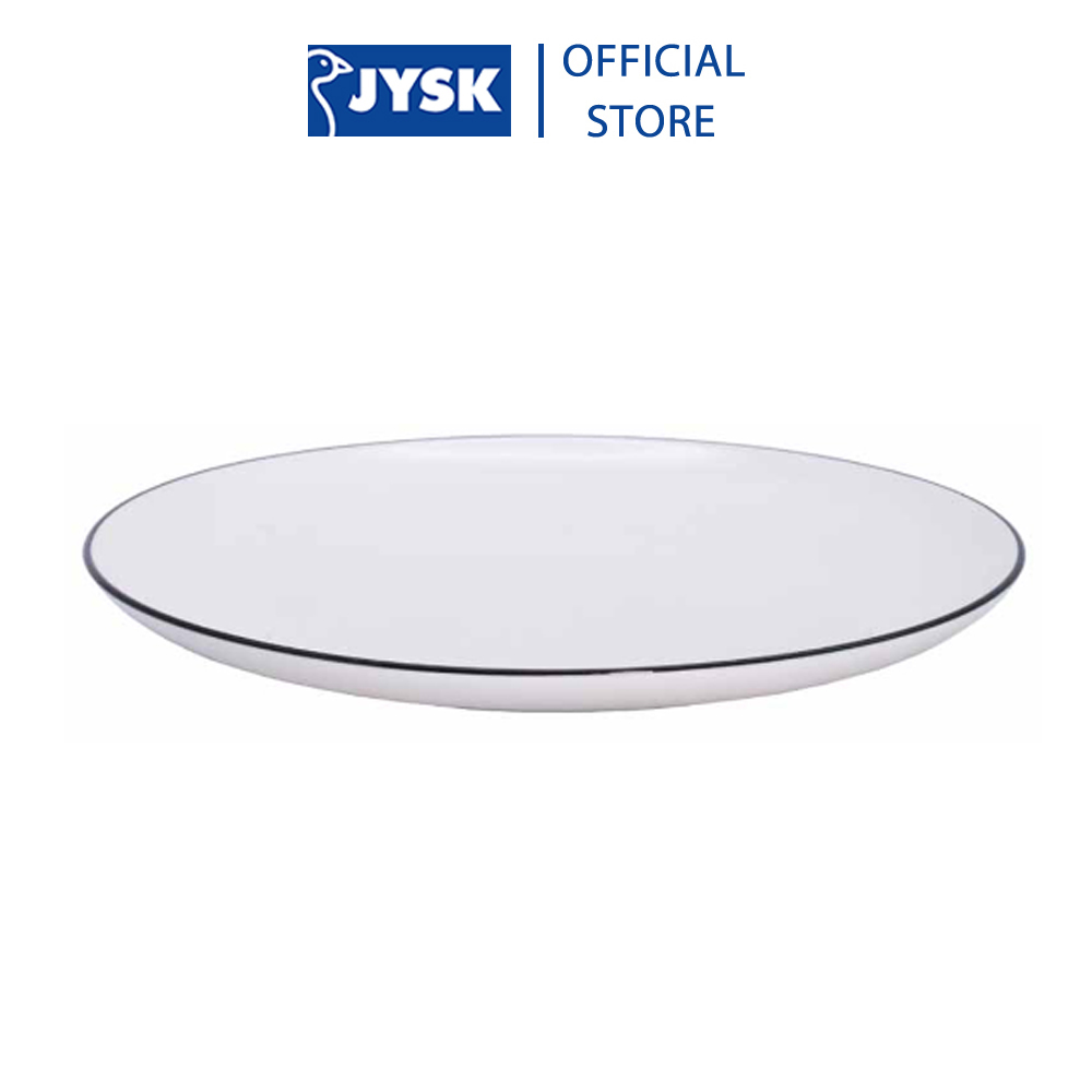 Tô bát đĩa | JYSK nID | sứ trắng bóng viền đen | nhiều kích thước