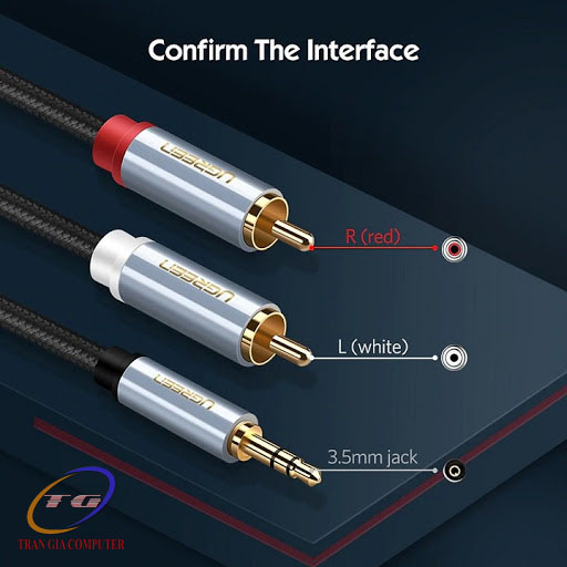 Cáp Audio 3.5mm sang 2 đầu RCA dài 2M Ugreen 40843