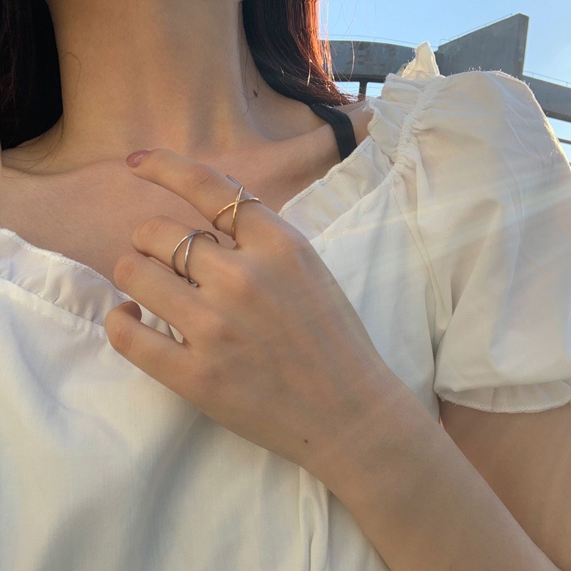 Nhẫn nũ chữ X đơn giản, kiểu dáng basic Her Jewelry N20