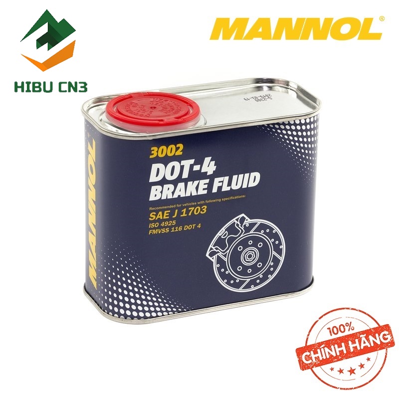 Dầu phanh mannol 3002-05me dot-4 brake fluid 0.5l sae j 1703 iso 4925 fmvss 116 dot 4 – hibu cn3