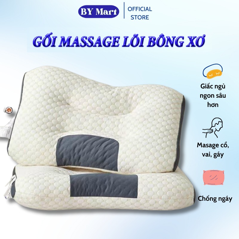 Gối massage cổ vai gáy chống đau mỏi chất liệu cotton dệt kim, gối ngủ gối spa cao cấp