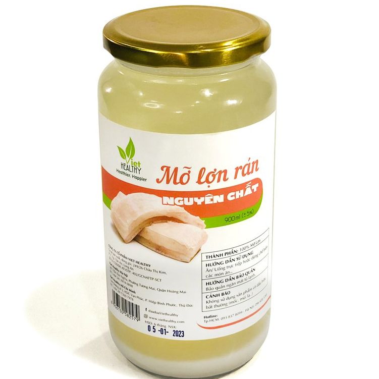 Mỡ Lợn rán nguyên chất Viet Healthy 900ml