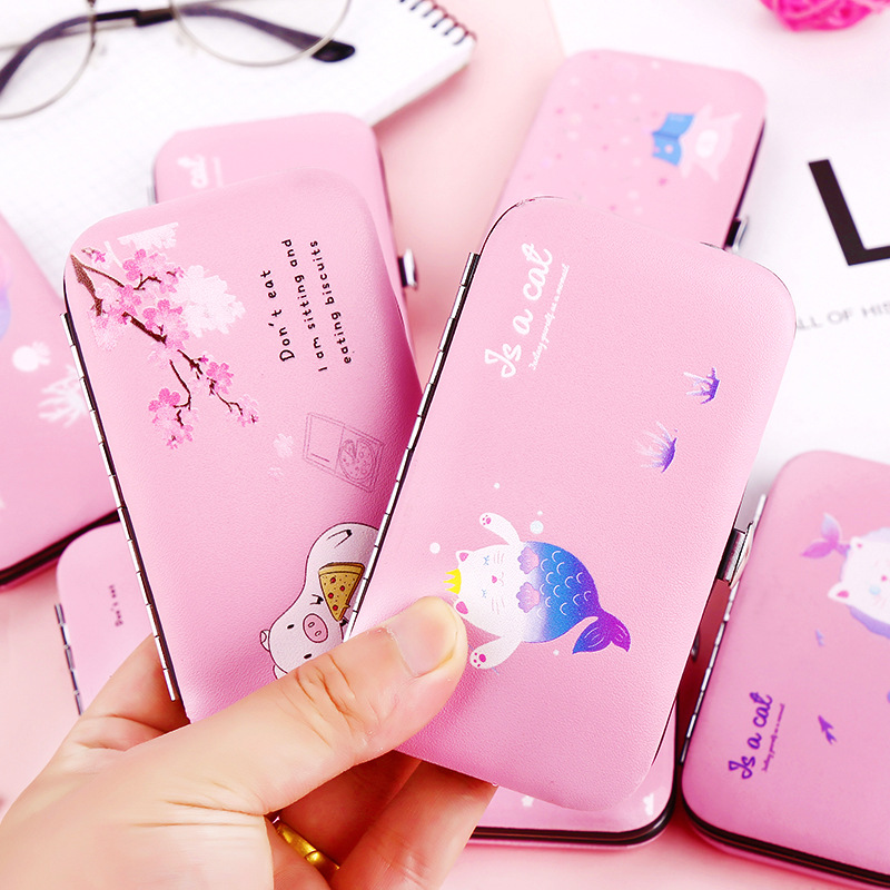 BỘ DỤNG CỤ LÀM MÓNG 7 MÓN HỘP BỌC DA (Hồng) - [ Bấm móng #Cắt móng #Làm móng #Nail #Kềm bấm móng #Kìm cắt móng ]
