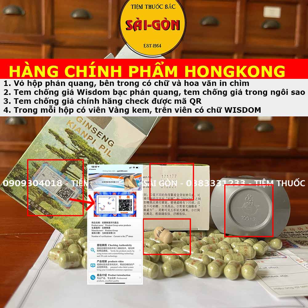 Nhân Sâm Kiện Tỳ Khai Vị Bổ Hoàn Ginseng Kianpi Pil [CHÍNH HÃNG, TEM QR THẬT CHECK ĐƯỢC MÃ, DATE MỚI]