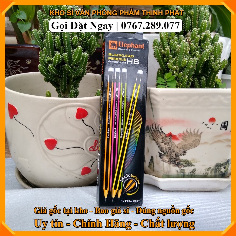 Bút chì 2B - Đầu gôm Elephant [VPP THỊNH PHÁT]